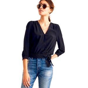 Madewell Black Silk Wrap Top Size XS